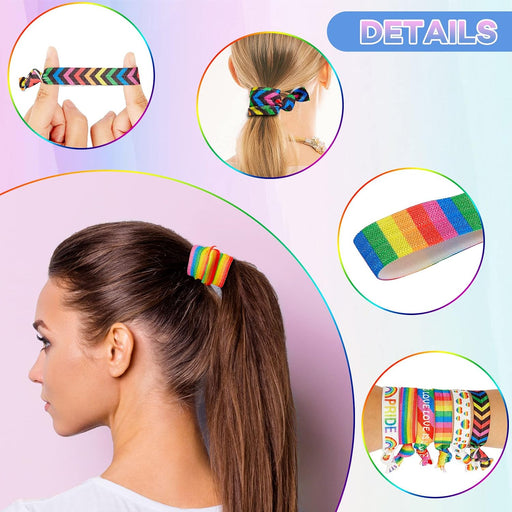 Jexine - 24 piezas de accesorios para el cabello con lazos de arcoíris LGBTQ - Quierox - Tienda Online