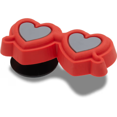 Crocs Pin Jibbitz de Gafas de sol con forma de corazón rojo