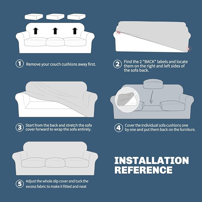 Jiviner Fundas elásticas para sofá 4 piezas con 3 fundas de cojín extragrandes - Quierox - Tienda Online