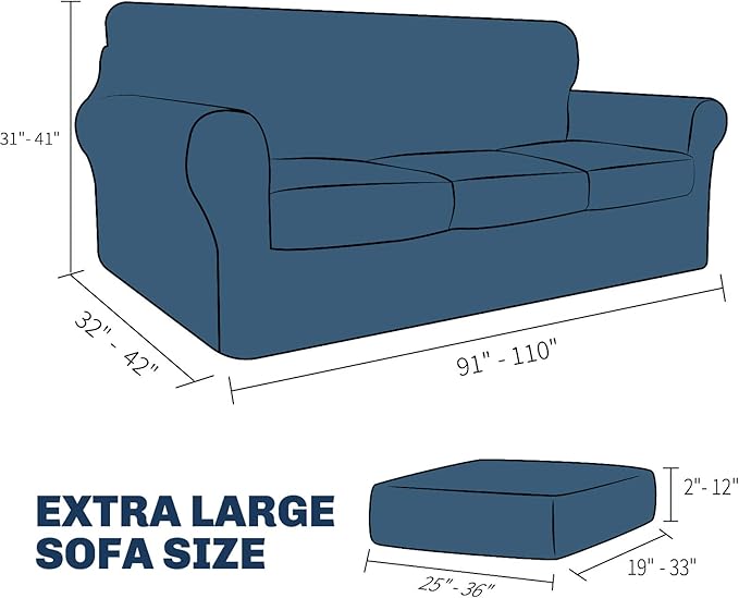 Jiviner Fundas elásticas para sofá 4 piezas con 3 fundas de cojín extragrandes - Quierox - Tienda Online