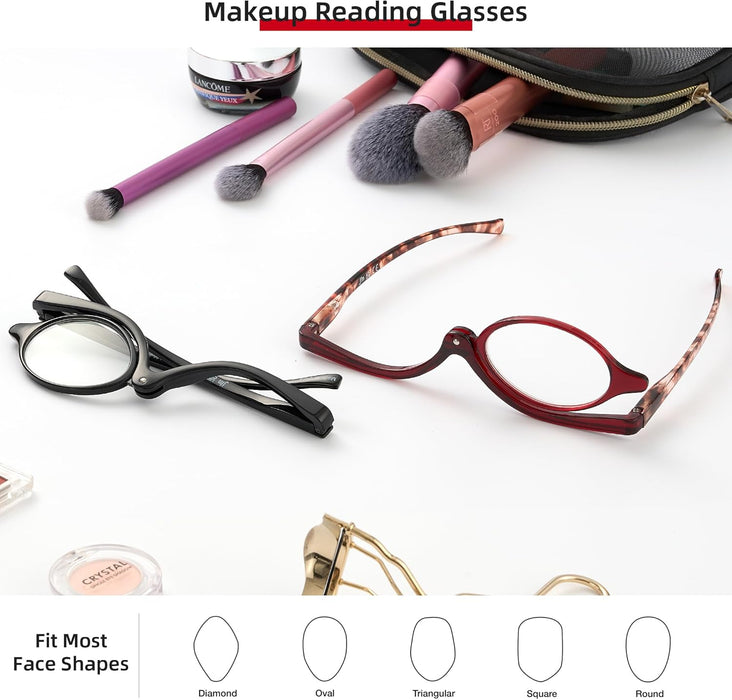 JM 2 pares de anteojos de lectura de maquillaje con lupa abatible para mujeres con bisagra de resorte +2.25 - Quierox - Tienda Online
