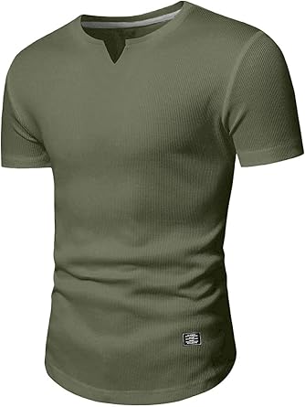 JMIERR - Camiseta muscular de hombre, manga larga, cuello en V, Henley, para gimnasio - Quierox - Tienda Online