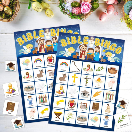 Joy Bang Juegos de Bingo de la Biblia para Niños, Tarjetas de Bingo 24 Jugadores - Quierox - Tienda Online