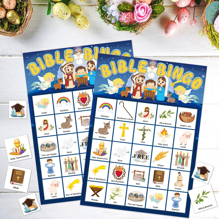 Joy Bang Juegos de Bingo de la Biblia para Niños, Tarjetas de Bingo 24 Jugadores - Quierox - Tienda Online