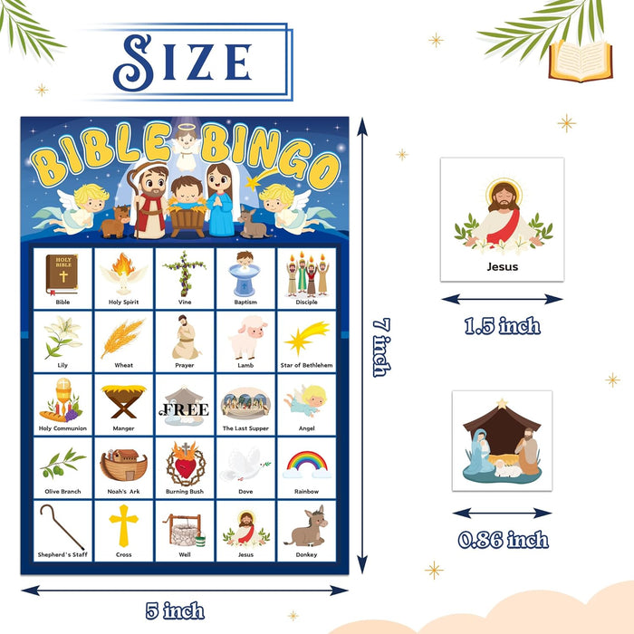 Joy Bang Juegos de Bingo de la Biblia para Niños, Tarjetas de Bingo 24 Jugadores - Quierox - Tienda Online