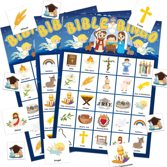 Joy Bang Juegos de Bingo de la Biblia para Niños, Tarjetas de Bingo 24 Jugadores - Quierox - Tienda Online