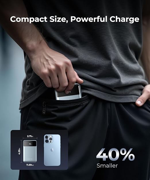 JOYFAR Cargador portátil - Power Bank - Batería externa para viajes - USB C - 30000 mAh - Cable integrado - Quierox - Tienda Online