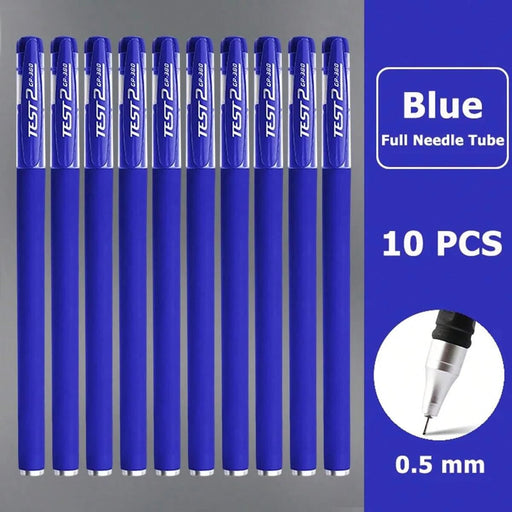 Juego de 10 bolígrafos azules mate (0,5 mm) para oficina y papelería. Tinta a base de agua. Ideal para firmar en la escuela. - Quierox - Tienda Online