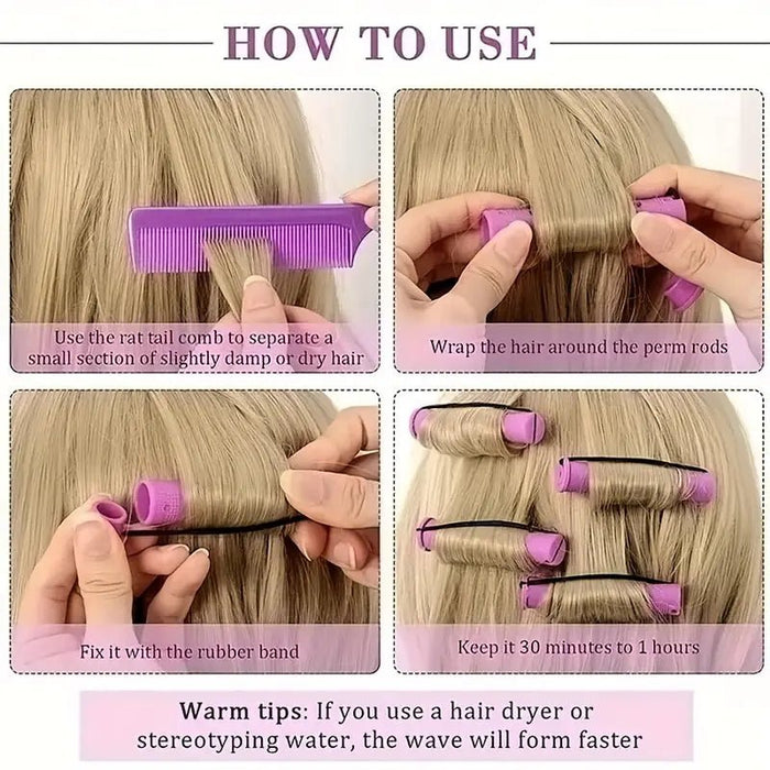 Juego de 10 varillas profesionales para permanente de cabello con tapas - Quierox - Tienda Online