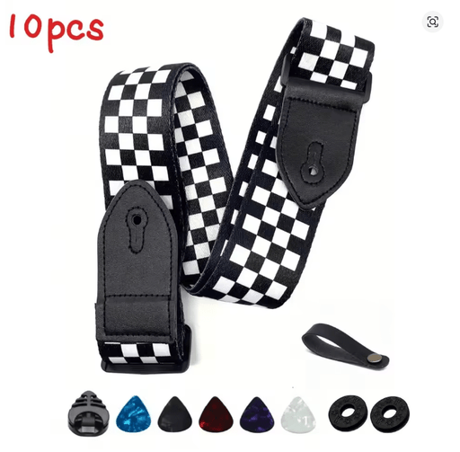 Juego de 10pcs correa de hombro ajustable para guitarra, 5 púas y 1 soporte. - Quierox - Tienda Online