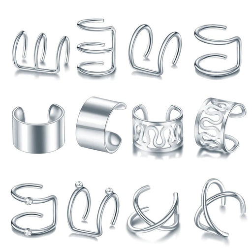 Juego de 12 pendientes de clip de acero inoxidable para oreja - Quierox - Tienda Online
