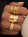 Juego de 12 piezas de anillos metálicos texturados de múltiples capas - Quierox - Tienda Online