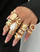 Juego de 12 piezas de anillos metálicos texturados de múltiples capas - Quierox - Tienda Online