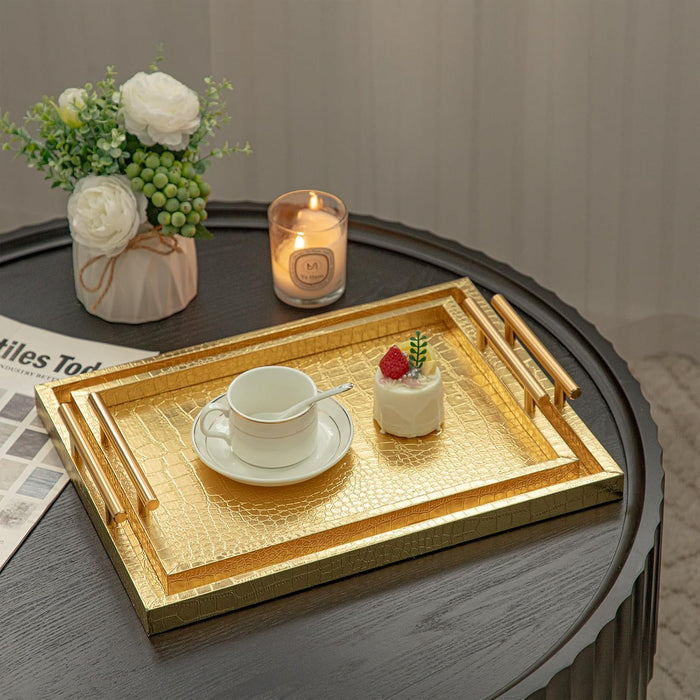 Juego de 2 Bandejas de servir grandes, elegantes y modernas de madera - Quierox - Tienda Online