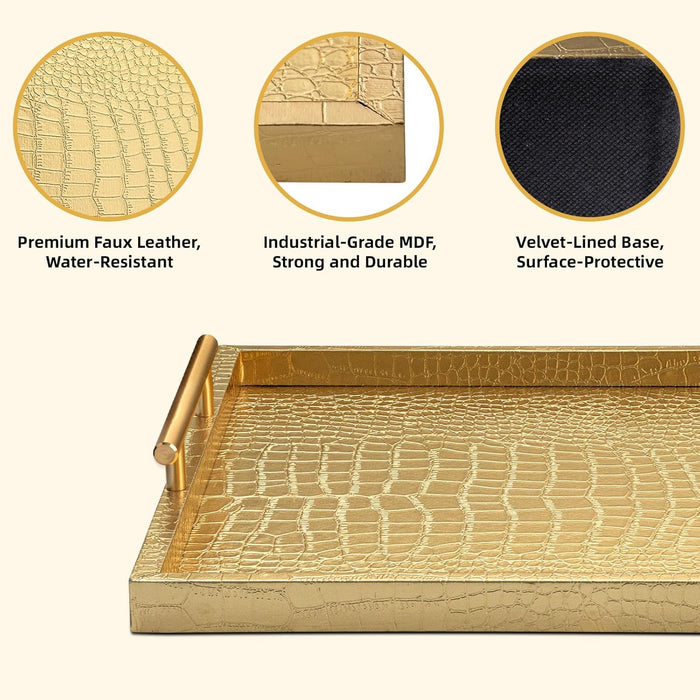 Juego de 2 Bandejas de servir grandes, elegantes y modernas de madera - Quierox - Tienda Online