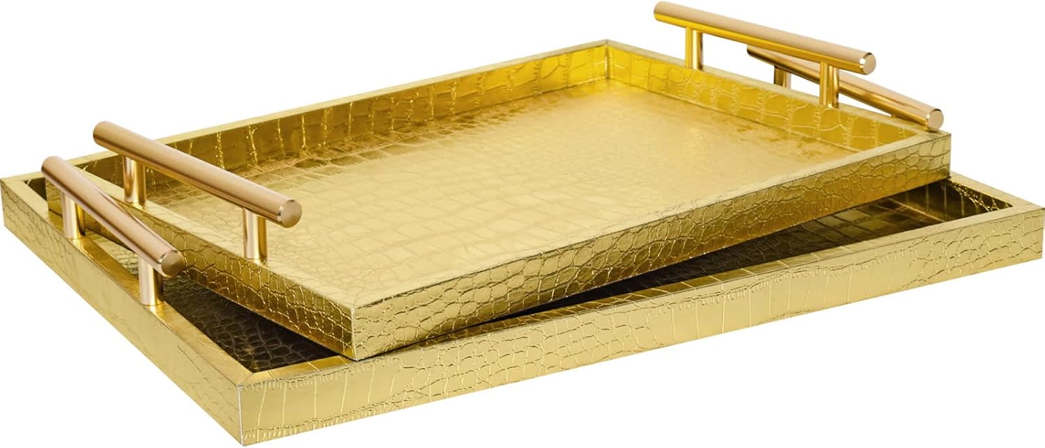 Juego de 2 Bandejas de servir grandes, elegantes y modernas de madera - Quierox - Tienda Online