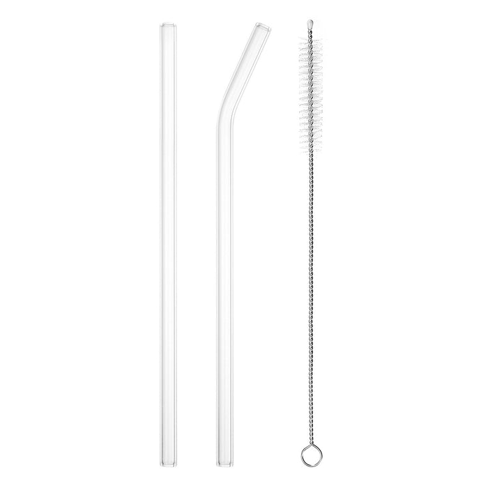 Juego de 2 pajitas de vidrio transparente con cepillo de limpieza - Quierox - Tienda Online