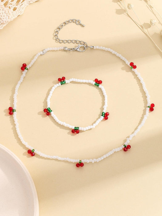 Juego de 2 piezas de joyería decorativa con diseño de cerezas para mujer - Quierox - Tienda Online