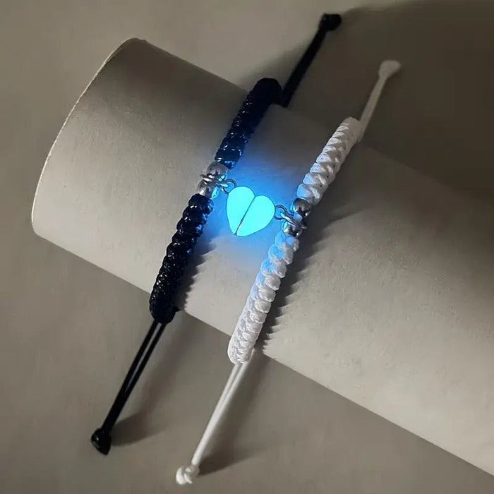 Juego de 2 Pulseras Tejidas a Mano para Parejas con Dije - Quierox - Tienda Online