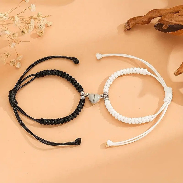 Juego de 2 Pulseras Tejidas a Mano para Parejas con Dije - Quierox - Tienda Online