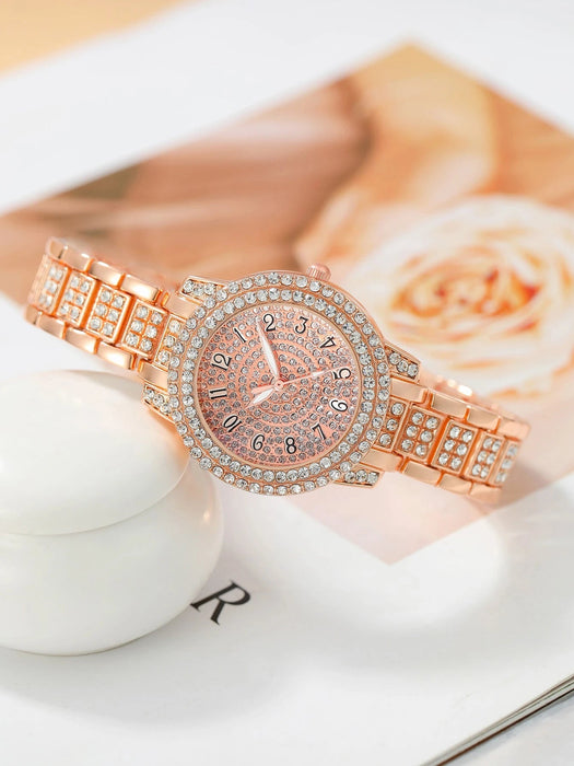 Juego de 2 relojes de pulsera informales con números roma para mujer y pulsera de cristal. - Quierox - Tienda Online