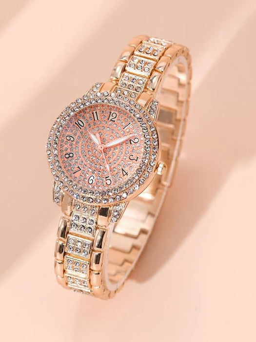 Juego de 2 relojes de pulsera informales con números roma para mujer y pulsera de cristal. - Quierox - Tienda Online