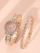 Juego de 2 relojes de pulsera informales con números roma para mujer y pulsera de cristal. - Quierox - Tienda Online