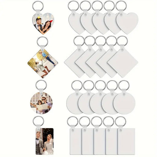 Juego de 20 llaveros de madera personalizables para sublimación DIY: llaveros con hebilla de aro - Quierox - Tienda Online