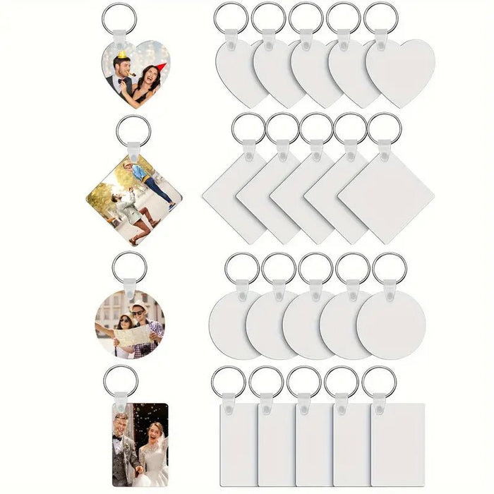 Juego de 20 llaveros de madera personalizables para sublimación DIY: llaveros con hebilla de aro - Quierox - Tienda Online