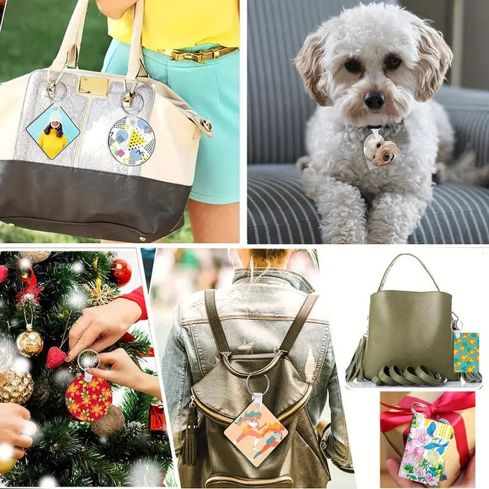 Juego de 20 llaveros de madera personalizables para sublimación DIY: llaveros con hebilla de aro - Quierox - Tienda Online