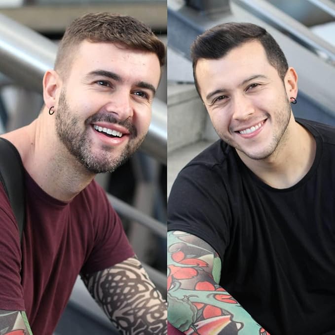 Juego de 24 pares de aretes para hombre, de acero inoxidable negro, para piercing - Quierox - Tienda Online