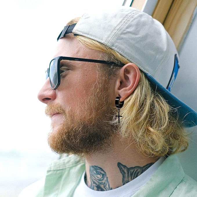 Juego de 24 pares de aretes para hombre, de acero inoxidable negro, para piercing - Quierox - Tienda Online