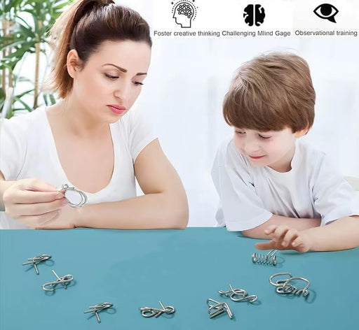 Juego de 24 rompecabezas de alambre de metal con bolsa - Quierox - Tienda Online