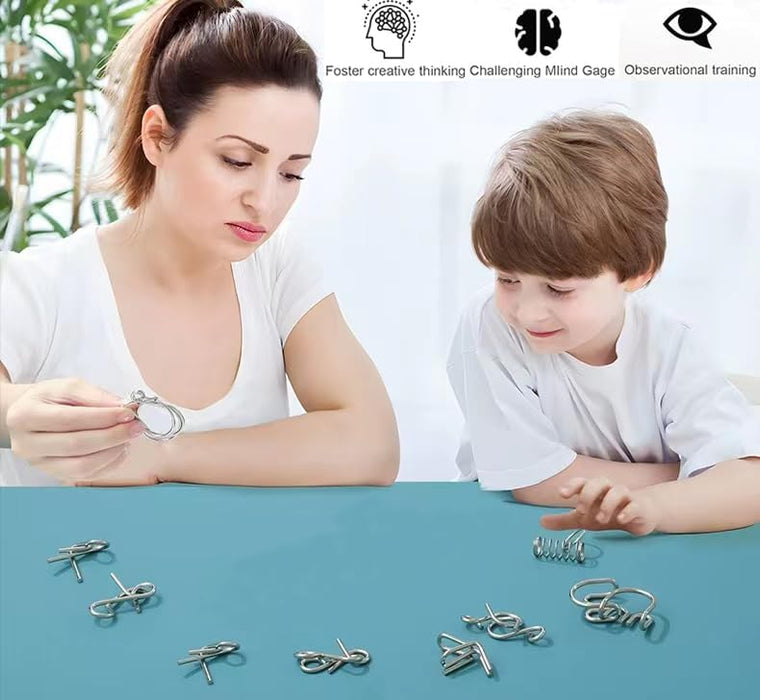 Juego de 24 rompecabezas de alambre de metal con bolsa - Quierox - Tienda Online