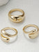 Juego de 3 anillos anchos de metal, de estilo retro, con un diseño asimétrico - Quierox - Tienda Online