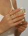 Juego de 3 anillos de moda con circonita, con patrón geométrico, de mujeres - Quierox - Tienda Online
