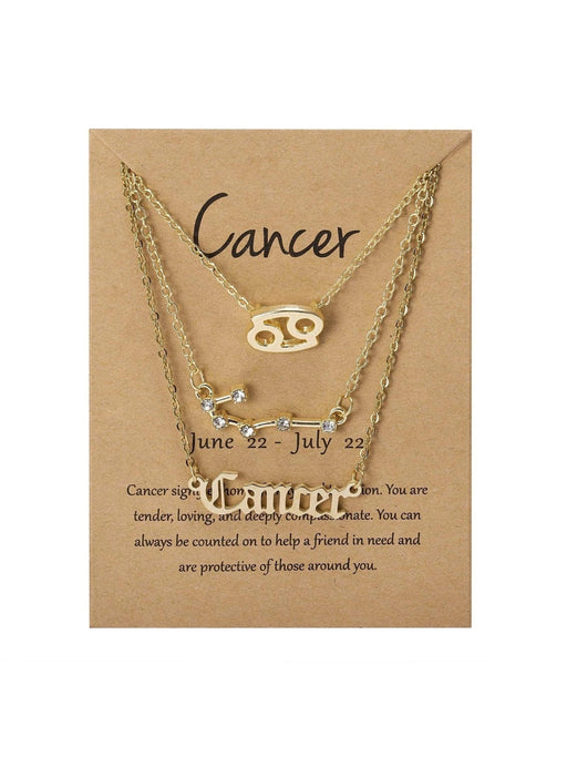 Juego de 3 colgantes con letras y símbolo de cáncer para mujer - Quierox - Tienda Online