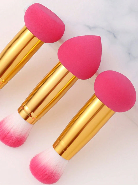 Juego de 3 esponjas de maquillaje multifuncionales de doble cabezal con mango - Quierox - Tienda Online