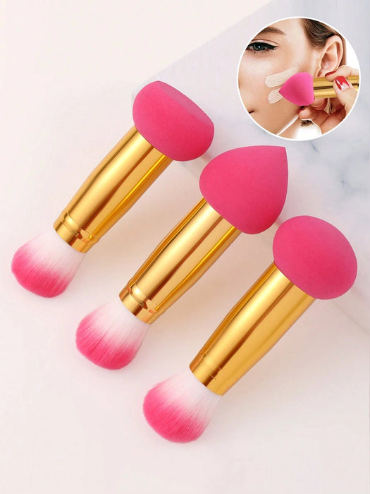 Juego de 3 esponjas de maquillaje multifuncionales de doble cabezal con mango - Quierox - Tienda Online