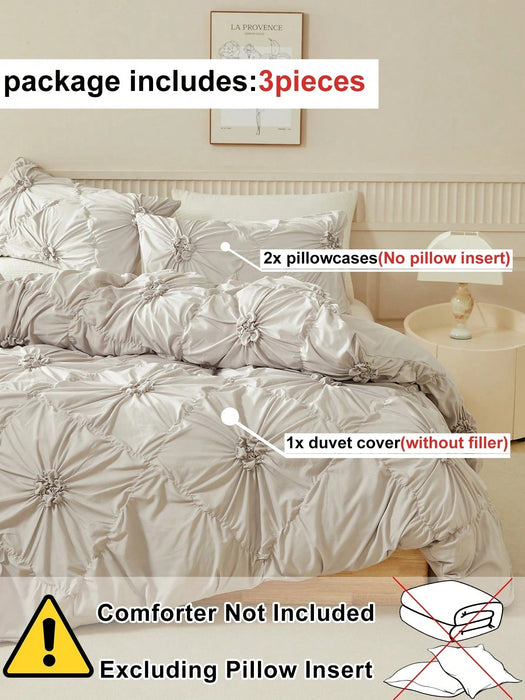 Juego de 3 funda nórdica de gasa, diseño floral fruncido y fundas de almohada - Quierox - Tienda Online