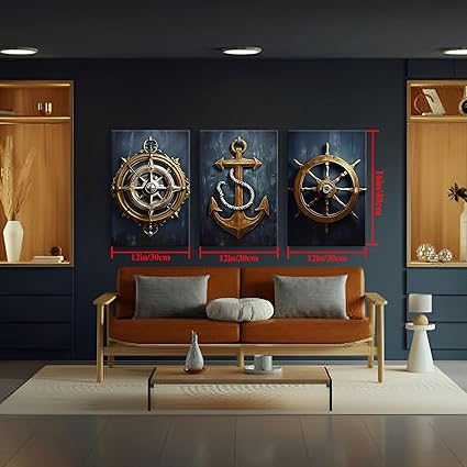 Juego de 3 impresiones de arte de pared náutico para habitación - Quierox - Tienda Online