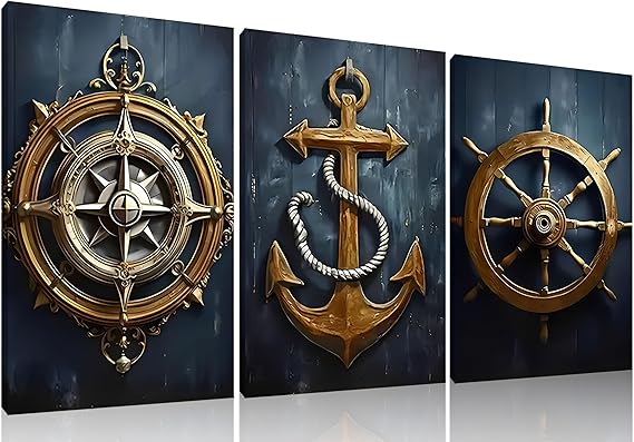 Juego de 3 impresiones de arte de pared náutico para habitación - Quierox - Tienda Online