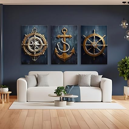 Juego de 3 impresiones de arte de pared náutico para habitación - Quierox - Tienda Online