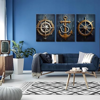 Juego de 3 impresiones de arte de pared náutico para habitación - Quierox - Tienda Online