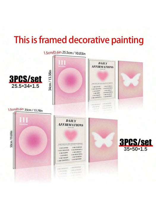 Juego de 3 pósteres en lienzo, arte moderno, escalera de confianza afirmativa con halo rosa - Quierox - Tienda Online