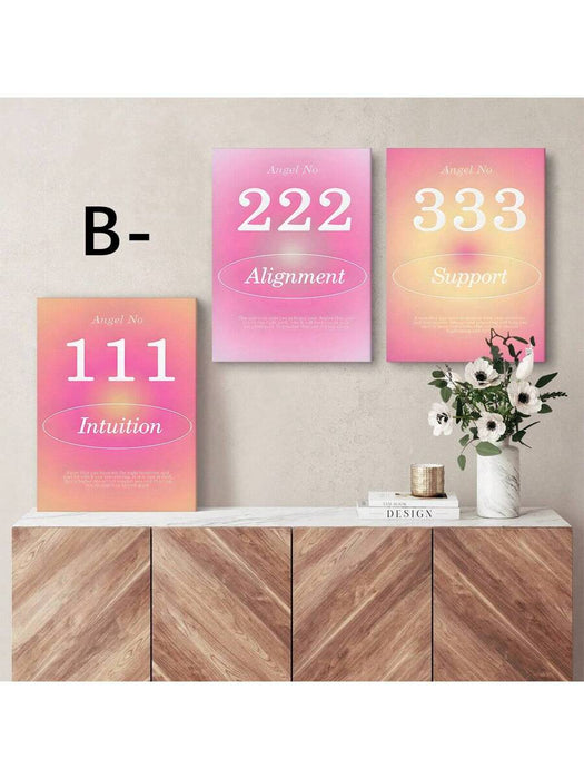 Juego de 3 pósteres en lienzo, arte moderno, escalera de confianza afirmativa con halo rosa - Quierox - Tienda Online