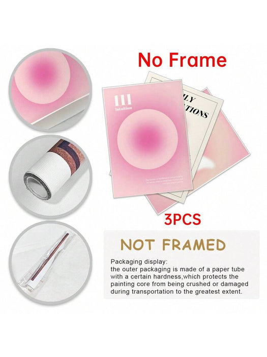 Juego de 3 pósteres en lienzo, arte moderno, escalera de confianza afirmativa con halo rosa - Quierox - Tienda Online