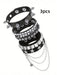 Juego de 3 pulsera con remaches punk rock para hombre, pulsera de cuero sintético - Quierox - Tienda Online