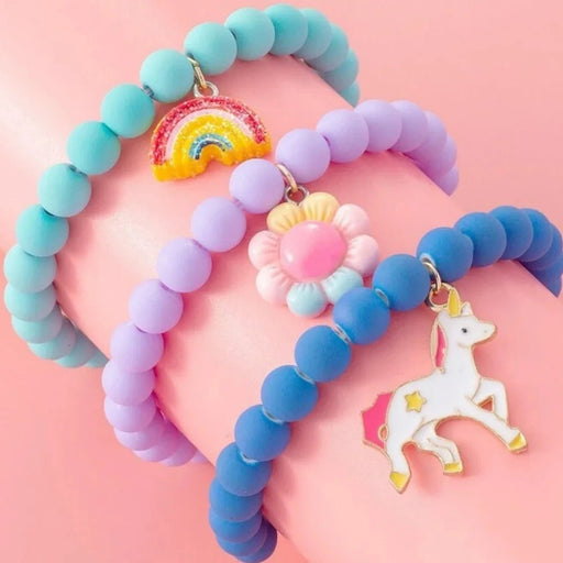 Juego de 3 pulseras de la amistad con diseño de caballo arcoíris para niñas - Quierox - Tienda Online