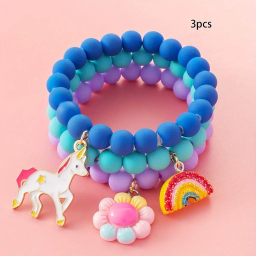 Juego de 3 pulseras de la amistad con diseño de caballo arcoíris para niñas - Quierox - Tienda Online